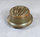 Art Deco Vanity Powder Puff Wind Up Music Box Metal Antique Brass Finish