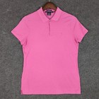 Ralph Lauren Golf Womens Pink Diamond Textured Polo Shirt Tailored Fit Size M