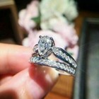 Bridal Wedding Ring Set 4 80ct Pear Cut Created Diamonds 14k White Gold Finish