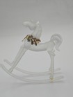 Vintage Silvestri 6 25  Frosted Crystal Glass Rocking Horse Brass Wreath Box
