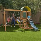 Wooden Swing Set Slide Rock Chalk Wall Outdoor Backyard Kids Playground Playset
