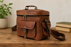 Vitage Padded Brown Leather Messenger Shoulder Travel Camera Bag