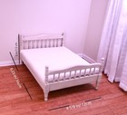 Miniature Dollhouse 1 12 Scale Rustic Beige Wooden Queen Size Bed W  Mattress