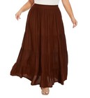 Beautybatik Women Boho Solid Rayon Gypsy Long Maxi Tier Peasant Skirt Plus Size