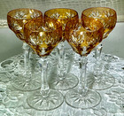 Cut To Clear Glass Crystal Set 5 Nachtmann Amber Yellow Cordial Liquor Glasses 