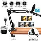 15x Magnifying Glass With Led Light Magnifier Crafts Reading Desk Stand Lamp New