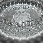Vtg Crystal Clear Glass Ashtray Diamond Starburst Cut Mid-century 1950s-60s