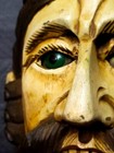 Antique Guatemalan Parade Dance Mask Wood Painted Glass Eyes Intact 19c