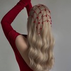 Red Crystal Beaded Hair Chain Bridal Wedding Headpiece Boho Hair Accessory
