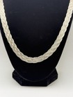 Vintage Braided Herringbone Italian 925 Sterling Silver Necklace Aprox  20   