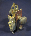 Incredible Antique Victorian All Brass Mortise Lock W  Skeleton Key - R e  0015