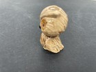 Vintage Ceramic Macrame Craft Owl Bead Figurine Glazed Kitschy