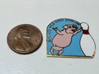 Old Vintage Funny Enamel Lapel Hat Vest Bag Pin Im Hog Wild Over Bowling Pig