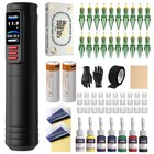 Complete Tattoo Kit For Beginners - Tattoo Machine  20 Cartridges  7 Inks   Prac