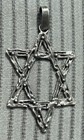 Rare Large Vintage Judaica Sterling Silver Brutalist Star Of David Pendant