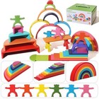 40-piece Wooden Rainbow Stack Set  4-in-1 Building Blocks Preschoolers Early   