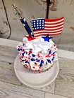Cute 4th Of July Patriotic Themed Fake Whipped Cream Cupcake Tiered Tray Decor