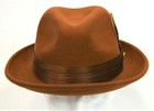 Men s Fedora Dress Hat Cognac Brown Un-125 100  Australian Wool Size S  M  L  Xl