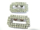 Vintage Rhinestone Shoe Buckles Rectangle Prong Set