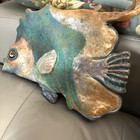 Large Vintage Colorful Art Fish Glitter Ceramic Clay Sculpture Wall 11    Long