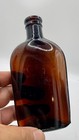 1880-90s Amber-puce-red  Whiskey Flask Bottle 1 2 Pint Hand Blown