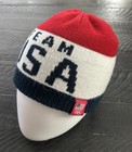 Team Usa Hat Beanie Mens One Size Red White Blue Olympics Winter Knit Flag Patch