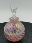 Vintage Pink Swirl Hand Blown Glass Perfume Bottle W  Hummingbird Stopper