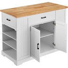 Kitchen Island Cart 46  Wood Top Breakfast Bar Storage Cabinet Drawer White