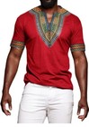Mens African Dashiki T Shirt Tribal Floral Print V Neck Slim Fit Shirts Tops Xl
