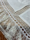 Antique Victorian Baby Bib Collar Embroidery   Valenciennes Lace Vintage Bow