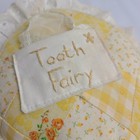 Vintage Handmade Tooth Fairy Pillow With Pocket Yellow Gingham Cross Stitch Lace