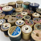 Antique Vintage Sewing Thread Wood Spools Lot Of 33 Asst Brands Free Ship