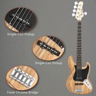 Natural 5-string Electric Jazz Bass Guitar  With Gig Bag And Accessories
