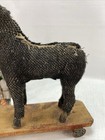 Antique Horse Pull Toy Wood   Wool   For Bisque Doll Displays  8    Tall