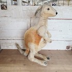Vintage Steiff Kangaroo With Baby Joey Mohair Plush 21  Button No Tag Mcm