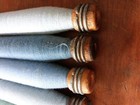 7 Antique Wooden Textile 10  Spools 19th C Weaving Thread