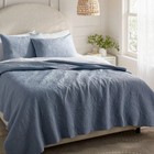 Full queen Garment Washed Paisley Stitch Quilt Sky Blue - Threshold 