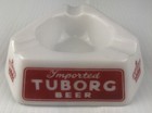 Tuborg Beer White Milk Glass Ashtray Bar Advertising Vintage