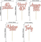 30 Pcs 1986 Cupcake Toppers 40th Birthday Glitter Rose Gold Cake Picks Decor