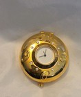 Vtg Estee Lauder Gold Tone Watch Clock Rhinestone Compact Lucidity Powder 06