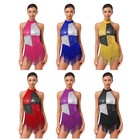 Us Women Latin Jazz Dance Leotard Shiny Block Tassel Bodysuit  Samba Competition