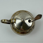 Epns Antique Silver Mustard Etched Pedestal Pot   Epns 830 Silver Salt Spoon