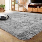  Ultra Soft Indoor Modern Area Rugs Fluffy Living Room Carpets 4  X 5 3  Grey
