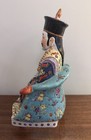 Vintage Chinese Porcelain Emperor Statue Seated Throne Figurine Famille Rose 12   