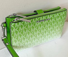 Michael Kors Jet Set Double-zip Wristlet Jungle Green Wallet Nwt 35r5stvw3v  258