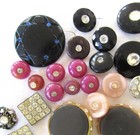 Large Lot Of Vintage Rhinestone Buttons Glass Plastics Metal