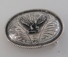 Quality  Sterling Silver Relief Eagle Ornately Engraved Western Belt Buckle