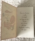 Unused Christmas Santa Chimney Roof Snow Snowflake Vtg Greeting Card 1950s 1960s