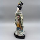 Vtg Chinese Gilt Cloisonne Court Lady Statue Hand Carved Guanyin Figurine 15 75   