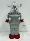 Tin Tom Toy  Space Trooper Tin Toy Robot Wind Up Silver Retro Robby Style Nos